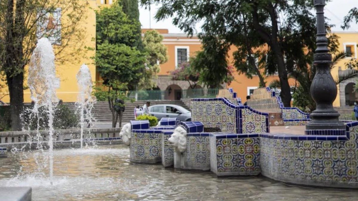Remodelan la Fuente de los Leones en Puebla